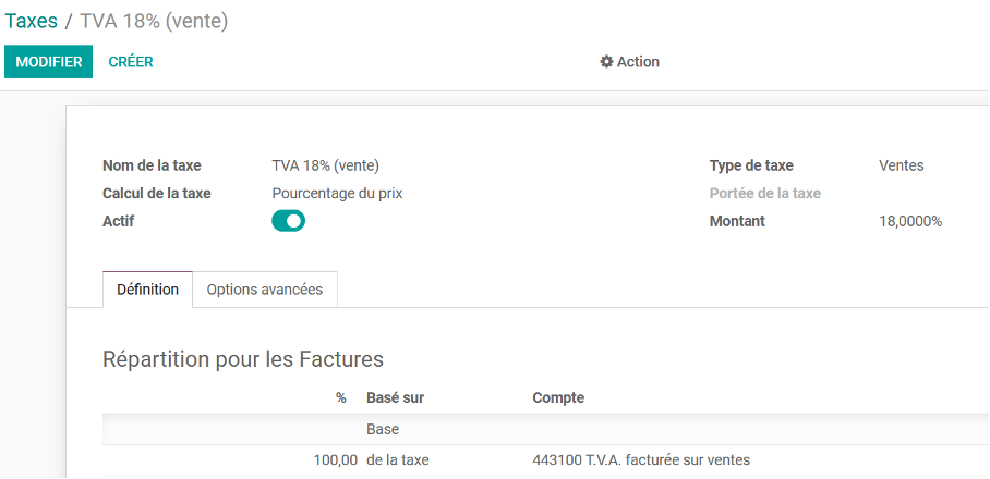 Tableau de bord Odoo illustrant l’automatisation des processus fiscaux